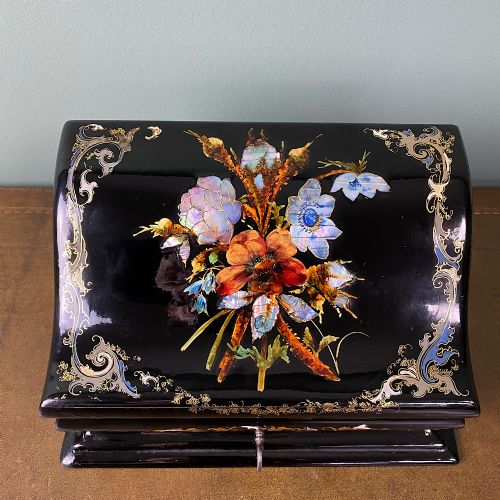 SPECTACULAR INLAID VICTORIAN ANTIQUE STATIONARY BOX - ADDITIONAL PHOTO 3