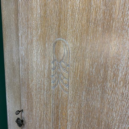 LIMED OAK ART DECO SINGLE WARDROBE - ADDITIONAL PHOTO 4