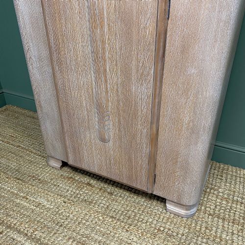 LIMED OAK ART DECO SINGLE WARDROBE - ADDITIONAL PHOTO 7