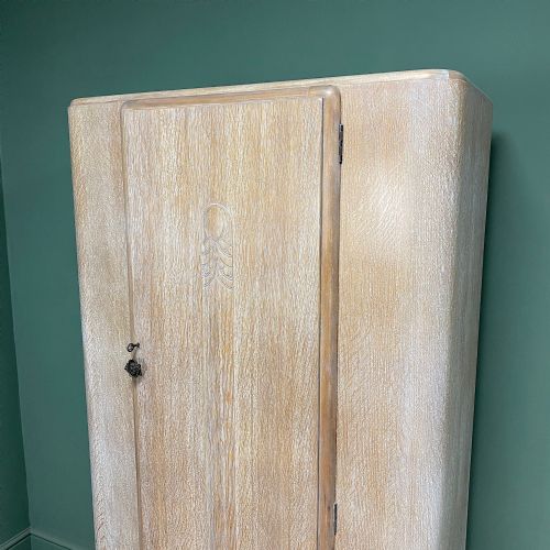 LIMED OAK ART DECO SINGLE WARDROBE - ADDITIONAL PHOTO 8