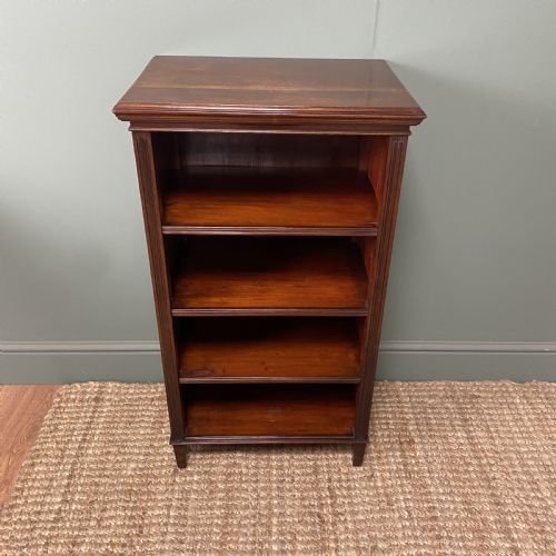 SMALL EDWARDIAN MAHOGANY ANTIQUE OPEN BOOKCASE - ADDITIONAL PHOTO 1