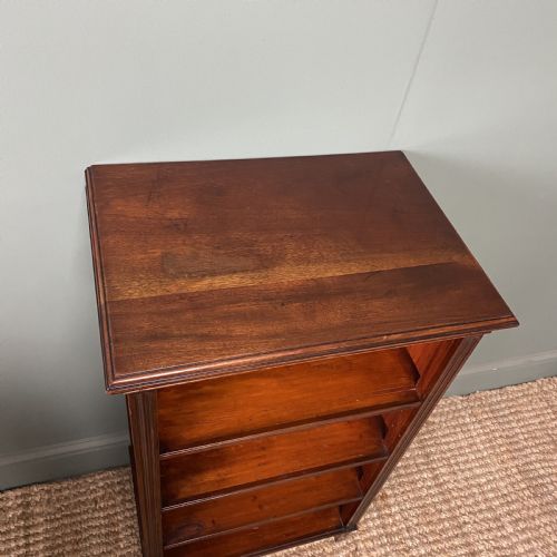 SMALL EDWARDIAN MAHOGANY ANTIQUE OPEN BOOKCASE - ADDITIONAL PHOTO 4