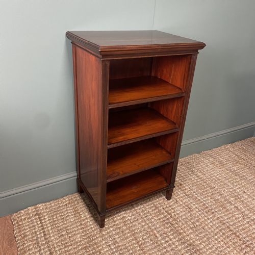 SMALL EDWARDIAN MAHOGANY ANTIQUE OPEN BOOKCASE - ADDITIONAL PHOTO 5