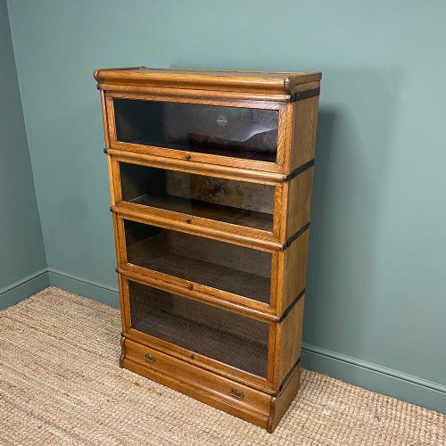 tall golden oak globe wernicke stacking barristers bookcase - CATEGORY: ANTIQUE BOOKCASES - DATED 1900