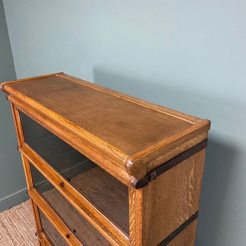 TALL GOLDEN OAK GLOBE WERNICKE STACKING BARRISTERS BOOKCASE - ADDITIONAL PHOTO 4