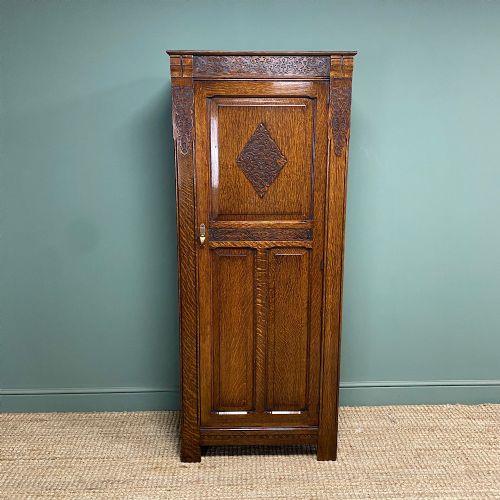 quality oak antique hall cupboard wardrobe - CATEGORY: ANTIQUE CUPBOARDS - DATED 1920