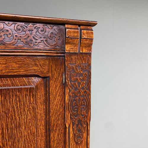 QUALITY OAK ANTIQUE HALL CUPBOARD WARDROBE - ADDITIONAL PHOTO 3