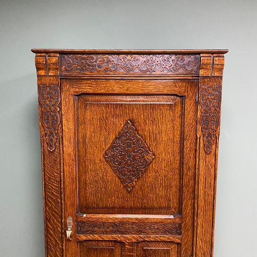 QUALITY OAK ANTIQUE HALL CUPBOARD WARDROBE - ADDITIONAL PHOTO 4