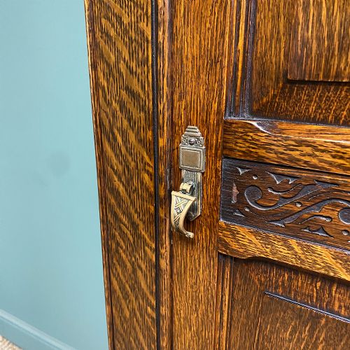 QUALITY OAK ANTIQUE HALL CUPBOARD WARDROBE - ADDITIONAL PHOTO 5