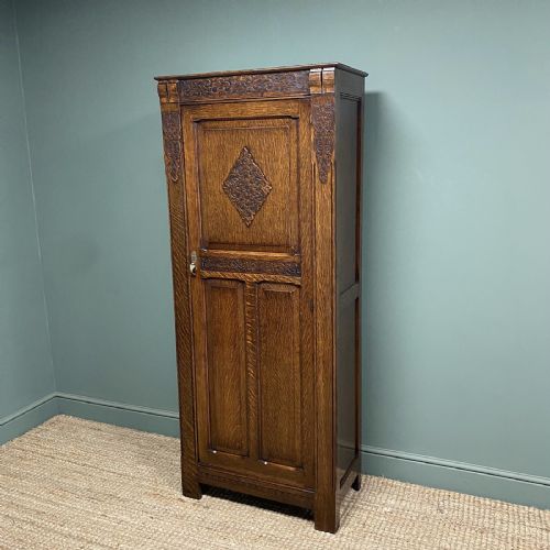 QUALITY OAK ANTIQUE HALL CUPBOARD WARDROBE - ADDITIONAL PHOTO 8