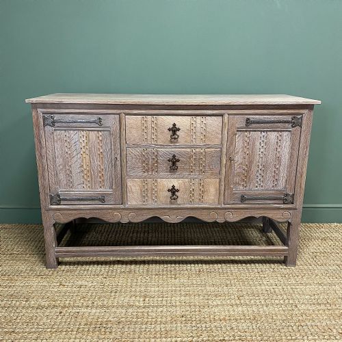 decorative limed oak antique sideboard - CATEGORY: ANTIQUE SIDEBOARDS - DATED 1920