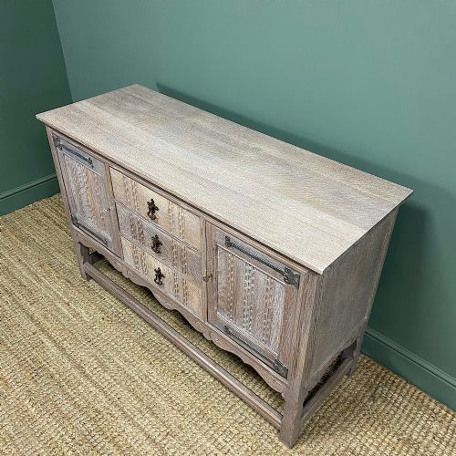 DECORATIVE LIMED OAK ANTIQUE SIDEBOARD - ADDITIONAL PHOTO 2