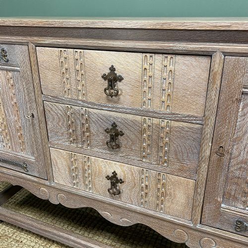 DECORATIVE LIMED OAK ANTIQUE SIDEBOARD - ADDITIONAL PHOTO 7