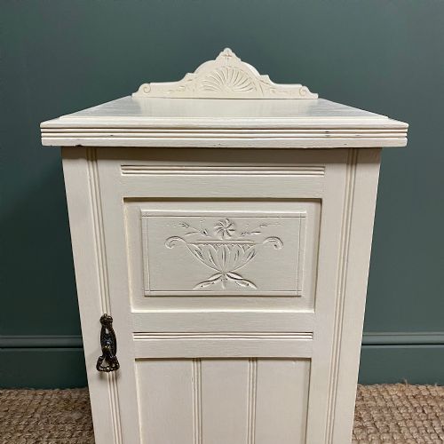 SMALL VICTORIAN PAINTED ANTIQUE BEDSIDE CABINET - ADDITIONAL PHOTO 5