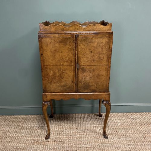 spectacular walnut queen anne design drinks cabinet - CATEGORY: ANTIQUE CUPBOARDS - DATED 1920