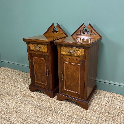 PAIR OF VICTORIAN WALNUT ANTIQUE BEDSIDE CABINETS - ADDITIONAL PHOTO 2