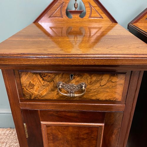 PAIR OF VICTORIAN WALNUT ANTIQUE BEDSIDE CABINETS - ADDITIONAL PHOTO 3