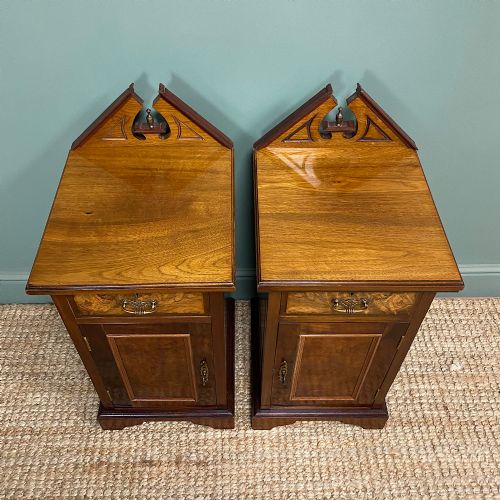 PAIR OF VICTORIAN WALNUT ANTIQUE BEDSIDE CABINETS - ADDITIONAL PHOTO 5