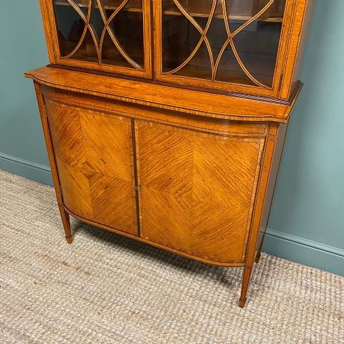 SPECTACULAR SATINWOOD VICTORIAN ANTIQUE BOOKCASE DISPLAY CABINET - ADDITIONAL PHOTO 1