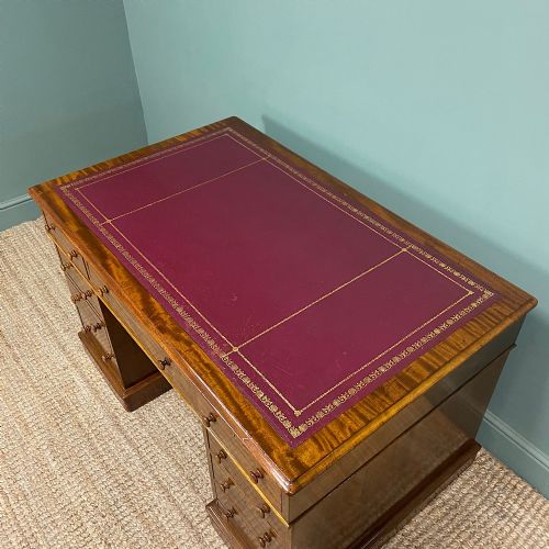 QUALITY VICTORIAN MAHOGANY ANTIQUE PEDESTAL DESK - ADDITIONAL PHOTO 2