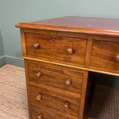 QUALITY VICTORIAN MAHOGANY ANTIQUE PEDESTAL DESK - ADDITIONAL PHOTO 5