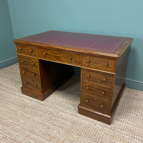 QUALITY VICTORIAN MAHOGANY ANTIQUE PEDESTAL DESK - ADDITIONAL PHOTO 6