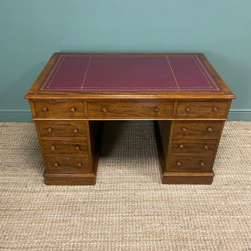 QUALITY VICTORIAN MAHOGANY ANTIQUE PEDESTAL DESK - ADDITIONAL PHOTO 7