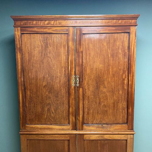 GEORGIAN MAHOGANY ANTIQUE DOUBLE WARDROBE - ADDITIONAL PHOTO 7
