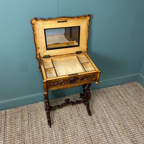 FINE QUALITY VICTORIAN FIGURED WALNUT ANTIQUE WORK BOX - ADDITIONAL PHOTO 1