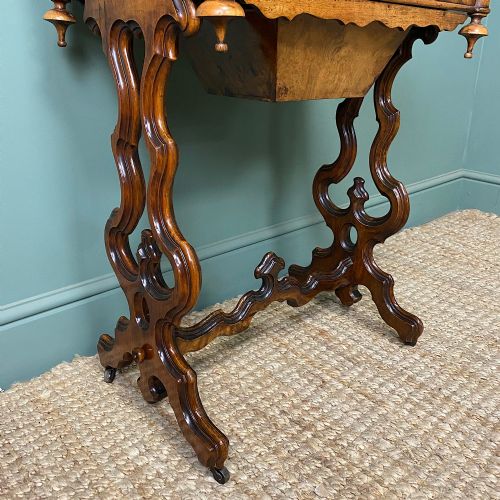 FINE QUALITY VICTORIAN FIGURED WALNUT ANTIQUE WORK BOX - ADDITIONAL PHOTO 2