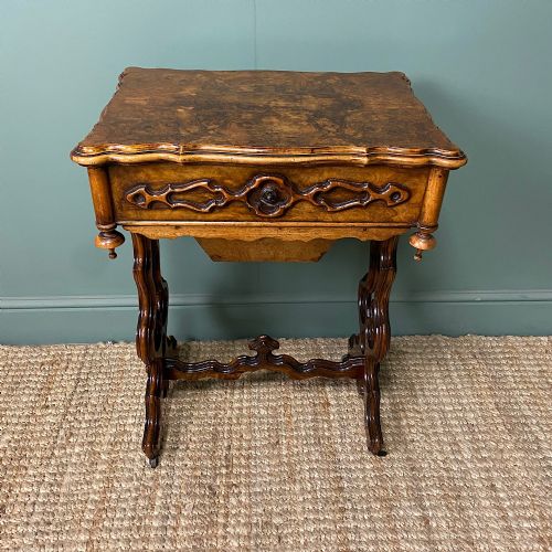 FINE QUALITY VICTORIAN FIGURED WALNUT ANTIQUE WORK BOX - ADDITIONAL PHOTO 3
