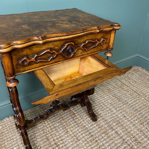 FINE QUALITY VICTORIAN FIGURED WALNUT ANTIQUE WORK BOX - ADDITIONAL PHOTO 5