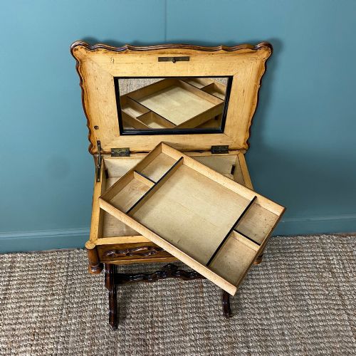 FINE QUALITY VICTORIAN FIGURED WALNUT ANTIQUE WORK BOX - ADDITIONAL PHOTO 6