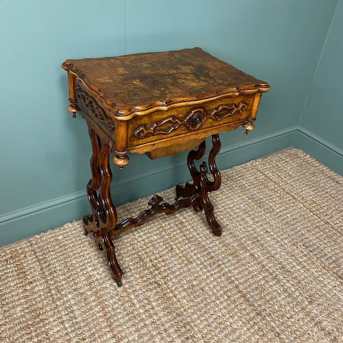 FINE QUALITY VICTORIAN FIGURED WALNUT ANTIQUE WORK BOX - ADDITIONAL PHOTO 7