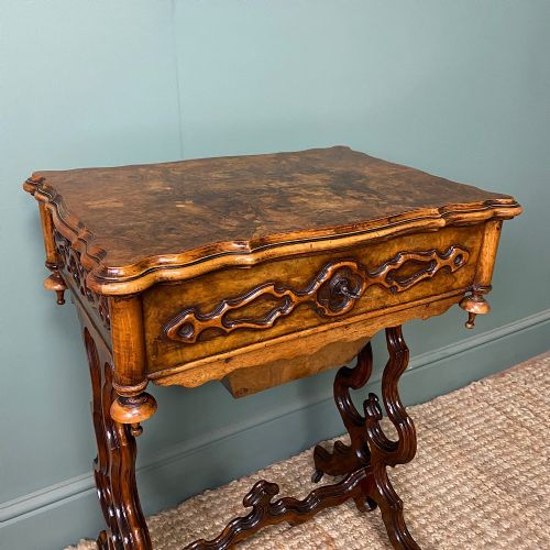 FINE QUALITY VICTORIAN FIGURED WALNUT ANTIQUE WORK BOX - ADDITIONAL PHOTO 8