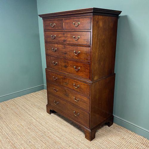 SUPERB QUALITY GEORGIAN MAHOGANY ANTIQUE CHEST ON CHEST - ADDITIONAL PHOTO 4