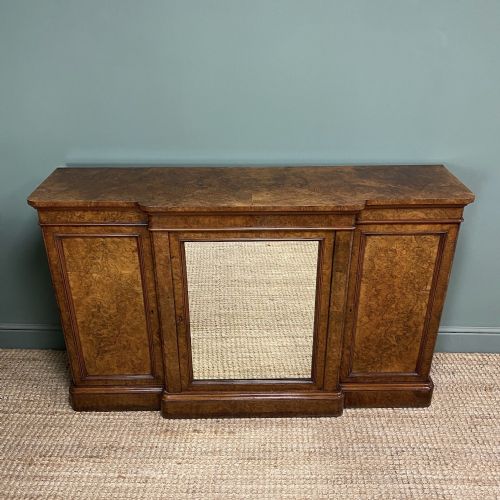 superb quality burr walnut breakfront antique side cabinet - CATEGORY: ANTIQUE SIDEBOARDS - DATED 19TH CENTURY