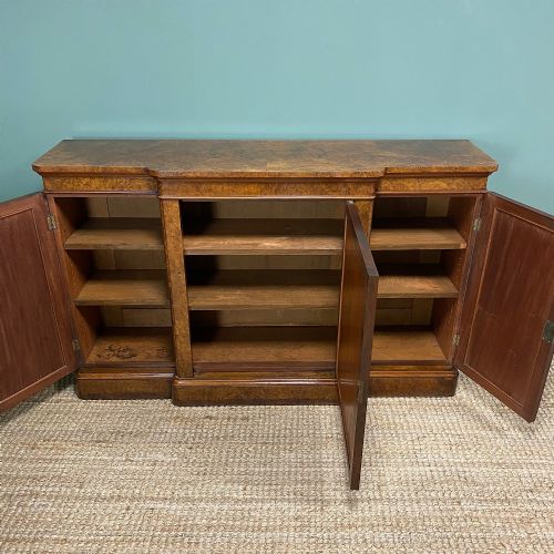 SUPERB QUALITY BURR WALNUT BREAKFRONT ANTIQUE SIDE CABINET - ADDITIONAL PHOTO 2
