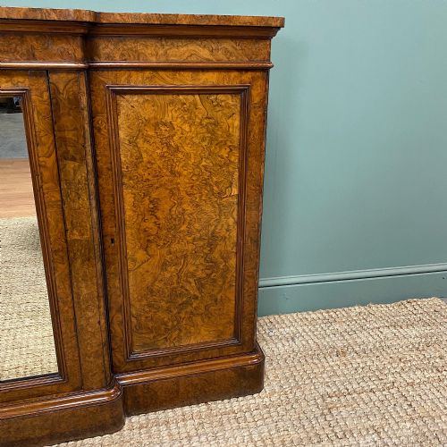 SUPERB QUALITY BURR WALNUT BREAKFRONT ANTIQUE SIDE CABINET - ADDITIONAL PHOTO 3