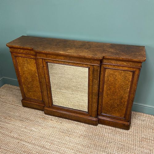 SUPERB QUALITY BURR WALNUT BREAKFRONT ANTIQUE SIDE CABINET - ADDITIONAL PHOTO 5