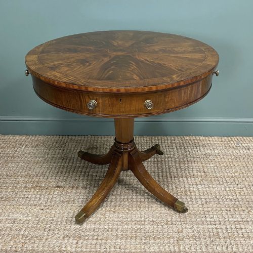 quality small mahogany antique drum table - CATEGORY: ANTIQUE TABLES - DATED EDWARDIAN