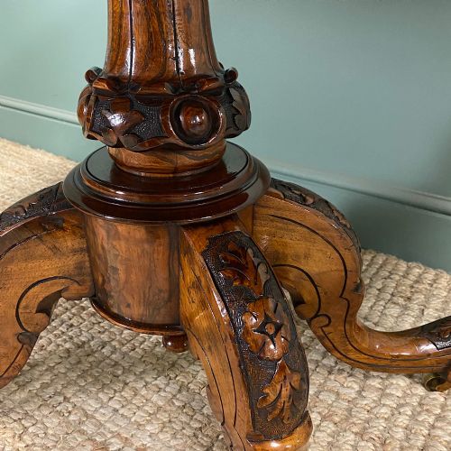 FIGURED WALNUT OVAL VICTORIAN ANTIQUE DINING TABLE - ADDITIONAL PHOTO 6