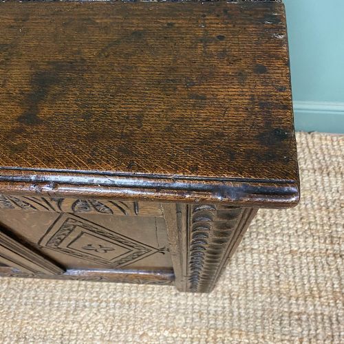 17TH CENTURY PERIOD OAK ANTIQUE CARVED COFFER - ADDITIONAL PHOTO 4