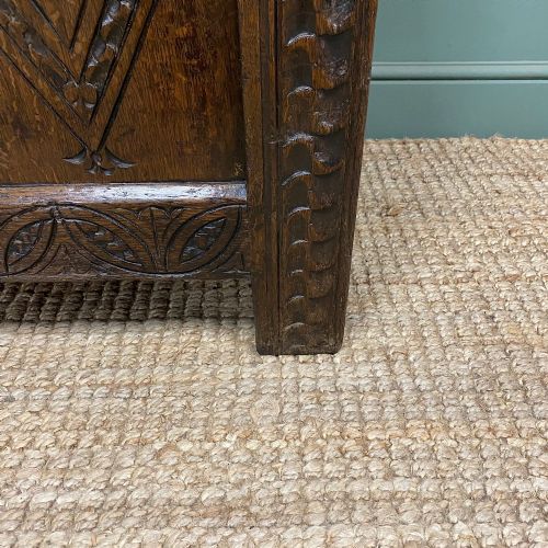17TH CENTURY PERIOD OAK ANTIQUE CARVED COFFER - ADDITIONAL PHOTO 8
