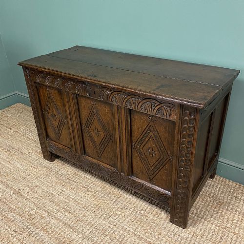 17TH CENTURY PERIOD OAK ANTIQUE CARVED COFFER - ADDITIONAL PHOTO 9