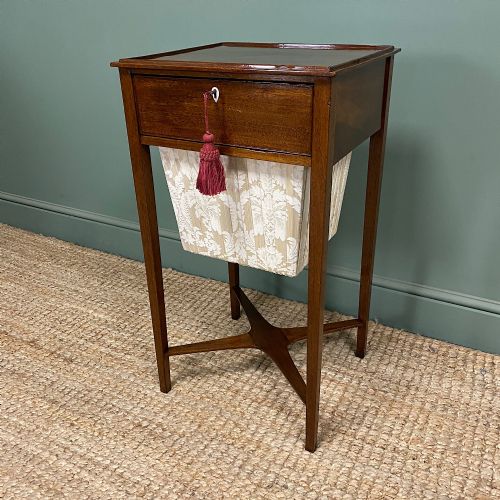 GEORGIAN MAHOGANY ANTIQUE SEWING TABLE - ADDITIONAL PHOTO 4