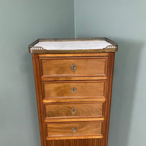STRIKING MARBLE TOP ANTIQUE CHEST OF DRAWERS - ADDITIONAL PHOTO 4