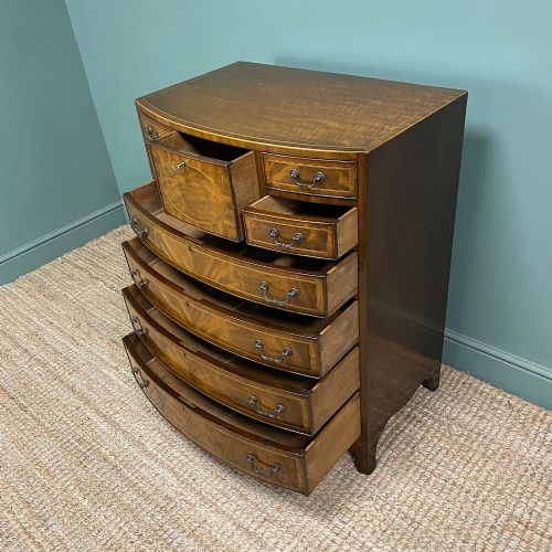 EDWARDIAN BOW FRONTED ANTIQUE CHEST OF DRAWERS - ADDITIONAL PHOTO 4
