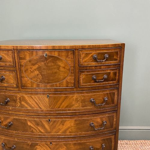 EDWARDIAN BOW FRONTED ANTIQUE CHEST OF DRAWERS - ADDITIONAL PHOTO 5