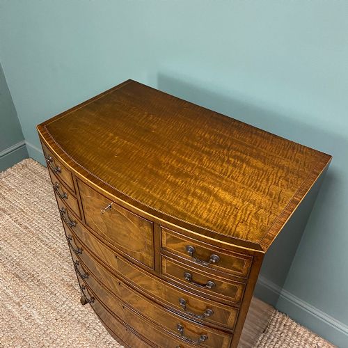 EDWARDIAN BOW FRONTED ANTIQUE CHEST OF DRAWERS - ADDITIONAL PHOTO 6